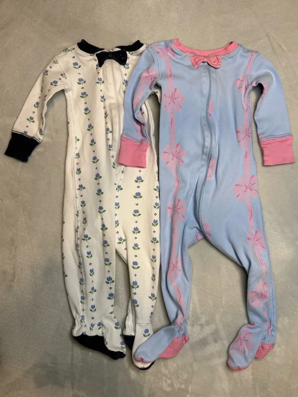 The Beaufort Bonnet Company Lot of 2 Footie Pajamas Baby Girl Sz 3-6 month